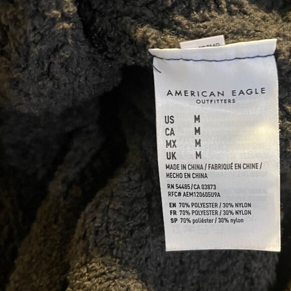 American Eagle Gray Open Front Chunky Knit Cardigan Pockets Size Medium - Picture 4 of 4